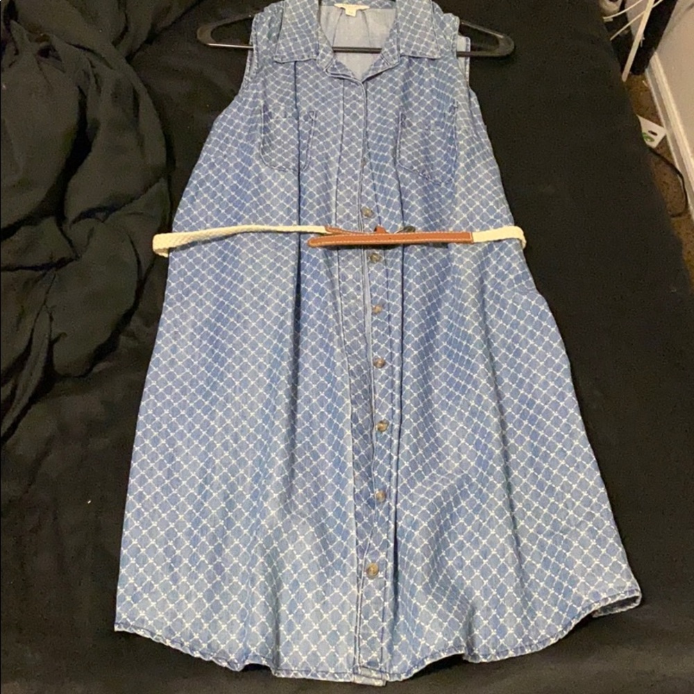 Jean pattern dress with belt